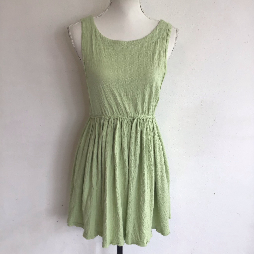 FP Beach Women So Chic Sage Green Sleeveless Mini Dress Cover-Up S